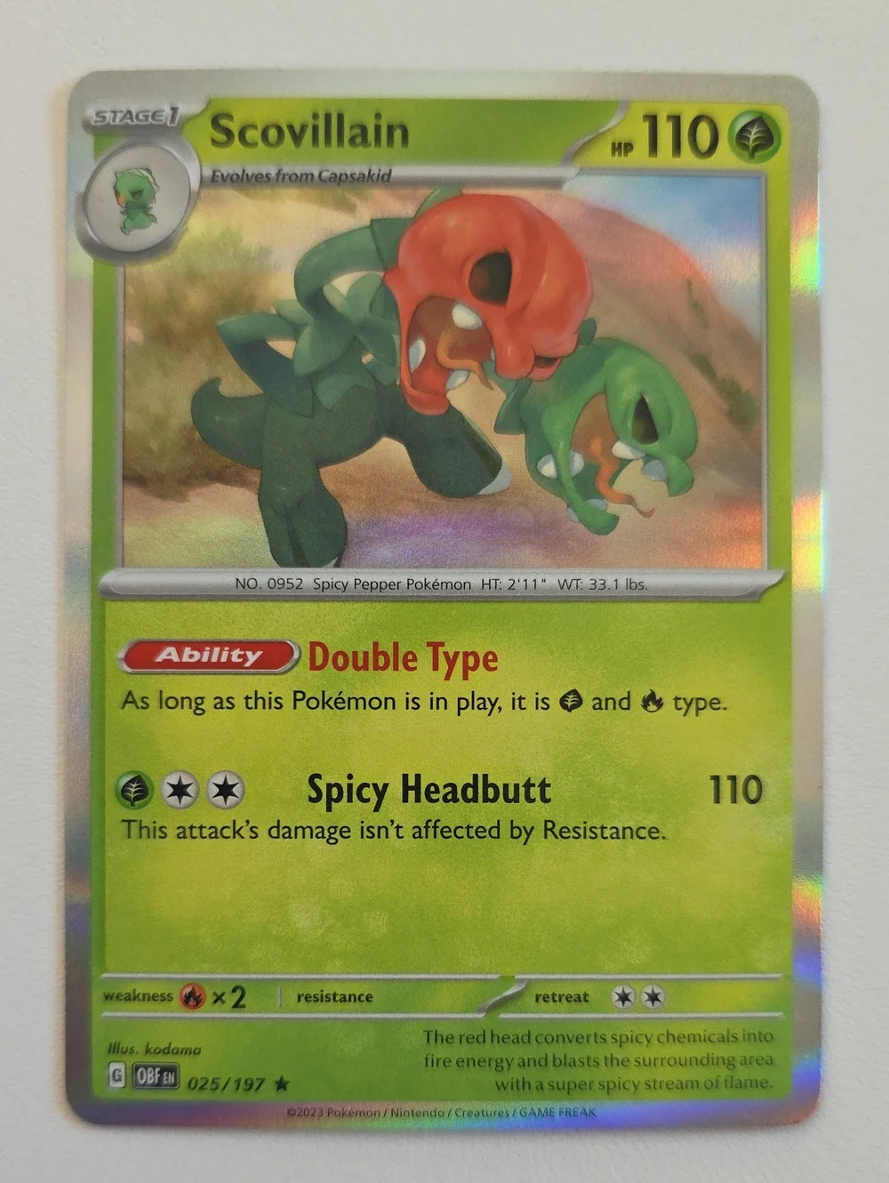 scovillain pokemon card 2023 SVI En — Scarlet & Violet 202 Illustration Rar – SoleSavy Card Number / Rarity Pokemon 2023 SV3 Ruler Of